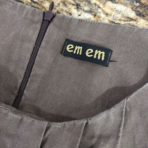 Em Em Sleeveless Knee Length Pleated Front Dress In Brown Size S - Picture 4 of 6